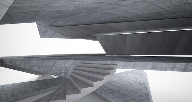 Абстрактный архитектурный бетонный интерьер минималистского дома 3D иллюстрация и рендеринг