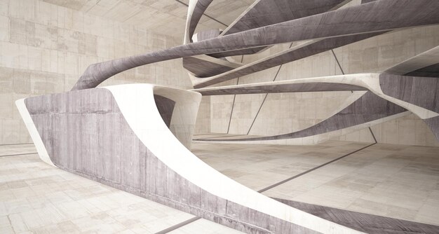 네온 조명 3D를 갖춘 미니멀리즘 주택의 추상적인 건축학적 콘크리트 부드러운 인테리어