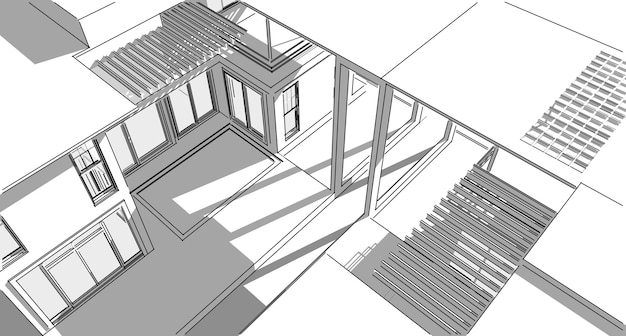 Foto schizzo di disegno architettonico astratto, illustrazione