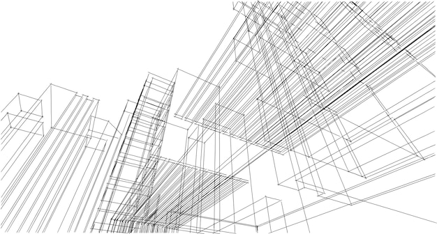 Schizzo di disegno architettonico astratto, illustrazione