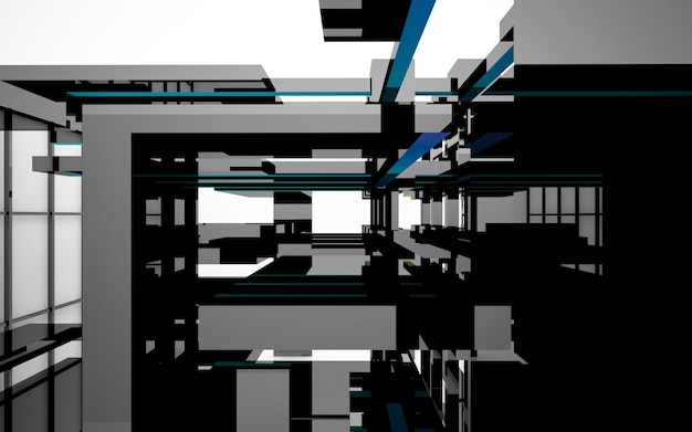 Foto interiore astratto di colore di pendenza di vetro architettonico di una casa minimalista con le grandi finestre 3d i