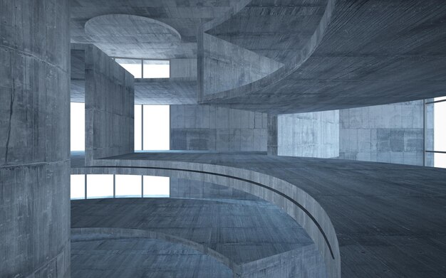 抽象的な建築のミニマルな背景 現代的なショールーム モダンなコンクリート展
