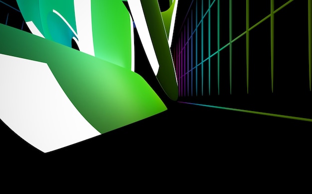 Abstract architectural minimalistic background Laser show in the ultraviolet spectrum Modern