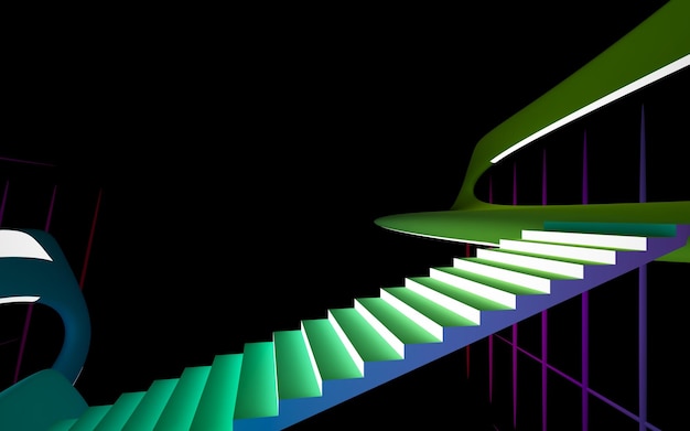 Abstract architectural minimalistic background Laser show in the ultraviolet spectrum Modern