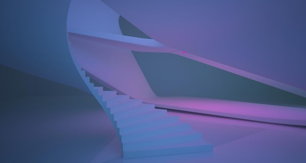 Abstract architectural minimalistic background Laser show in the ultraviolet spectrum Modern