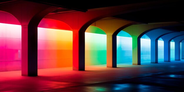 Фото Абстрактные архитектурные тени в подъезде, изображающие взаимодействие света и тени в городской среде generative ai