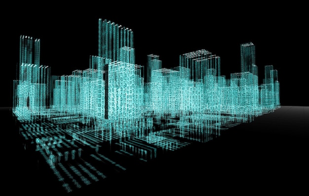 abstract architecture.3d abstract architecture concept.binary language