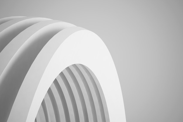 抽象的な建築の背景空の白い未来的な部屋dレンダリングイラスト