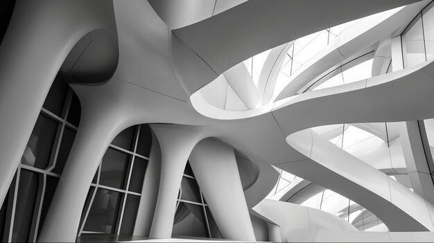 Photo abstract architecture with unique forms and structures ai generated