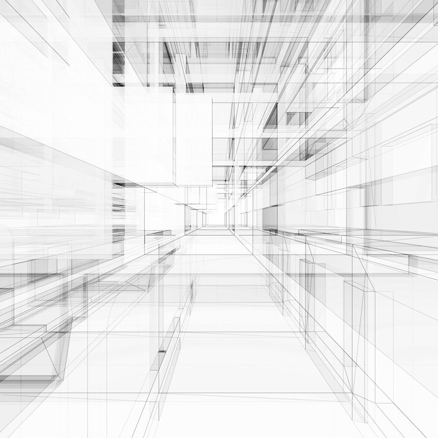 Abstract architectuur Concept view achtergrond 3D-rendering