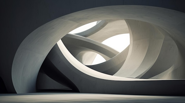 Abstract architectuurontwerp achtergrond ingewikkeld futuristisch beton interieur d render
