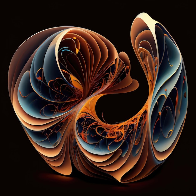 Abstract art of 3d curved lines background forming surreal\
shape made with generative ai