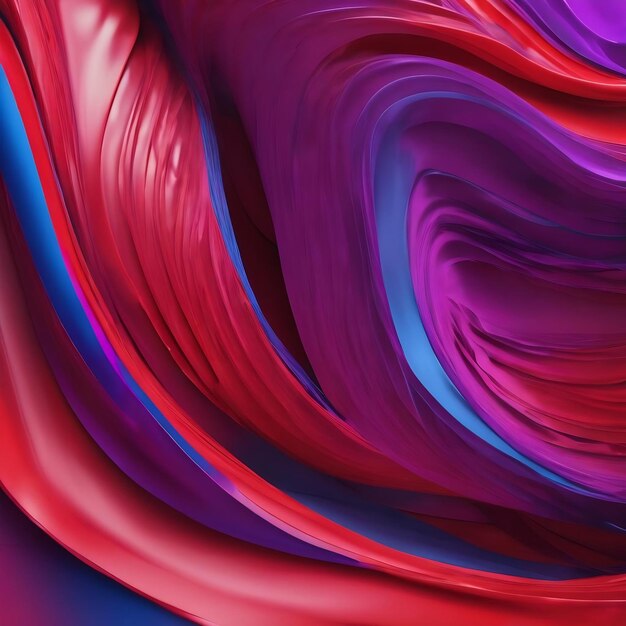 Abstract art background bright red color with wavy swirl blue lines backdrop with curve purple fluid