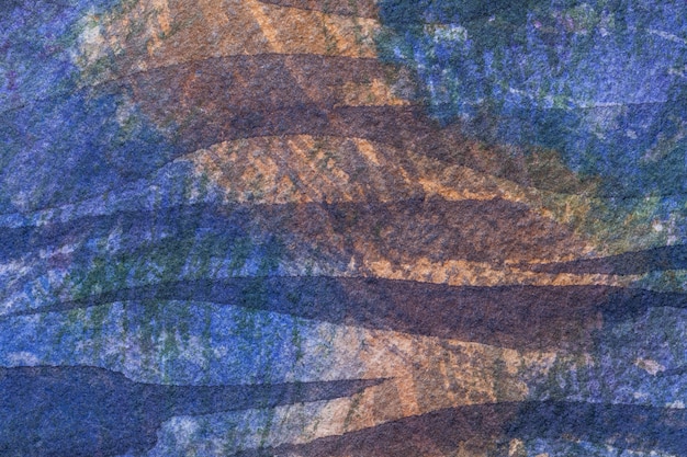 Абстрактное искусство фон темно-синий и коричневый цвета. Акварельная живопись на холсте с фиолетовым мягким градиентом.