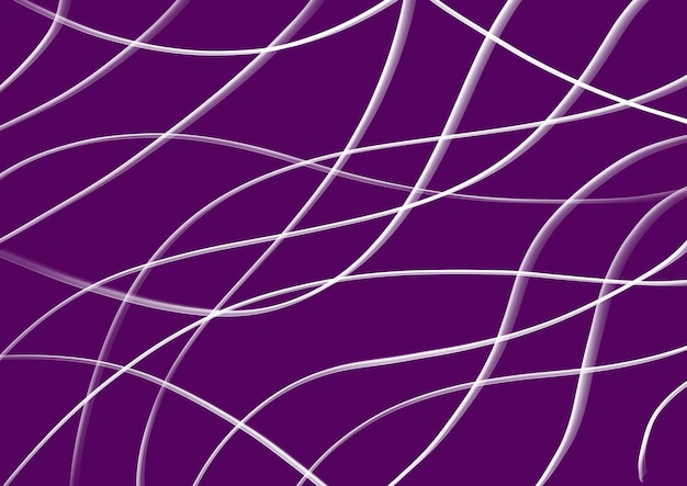 Abstract art background dark purple color with wavy swirl white lines. Violet backdrop with curve fluid ribbon. Wave pattern. Modern graphic design with futuristic element.