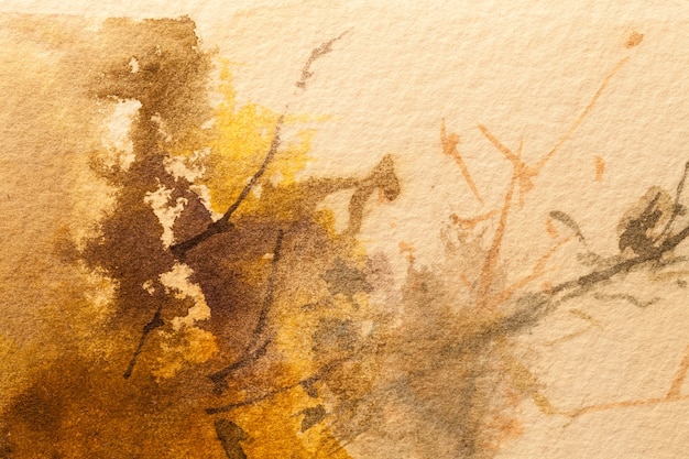 Абстрактное искусство фон светло-коричневого и оранжевого цветов. Акварельная живопись на холсте с мягким бежевым градиентом. Фрагмент картины на бумаге с рисунком. Фон текстуры.