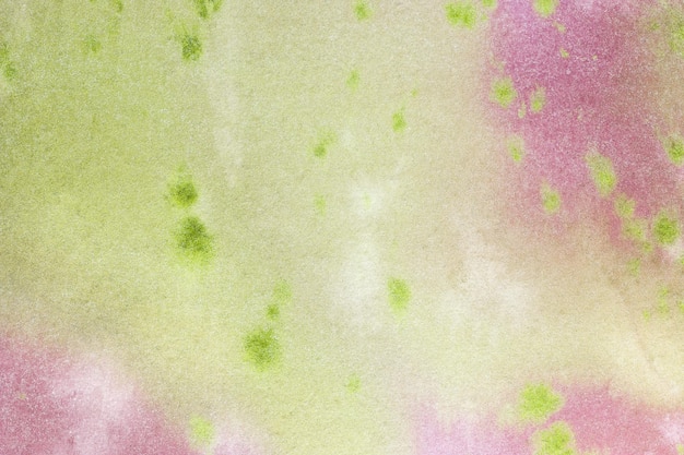 Abstract art background light purple and green colors Watercolor painting on canvas with olive stains