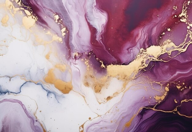 Abstract art background mixing paint effect Pink gold and white colors that flows and splashes