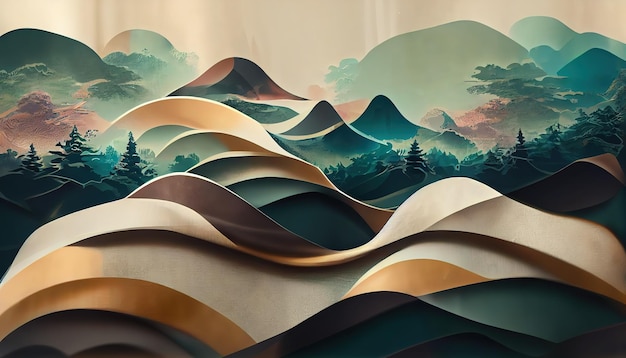 Abstract art background with curve pattern 3d illustration