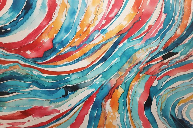 Abstract art background with multicolor stripes and teals Ink texture on paper