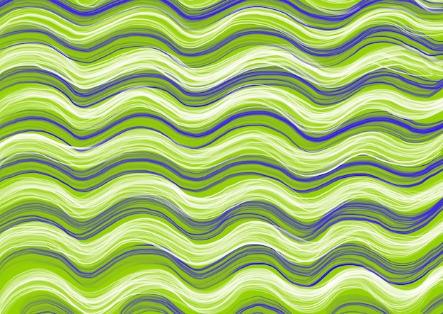 Абстрактный художественный фон с волнистыми линиями белого, синего и зеленого цветов