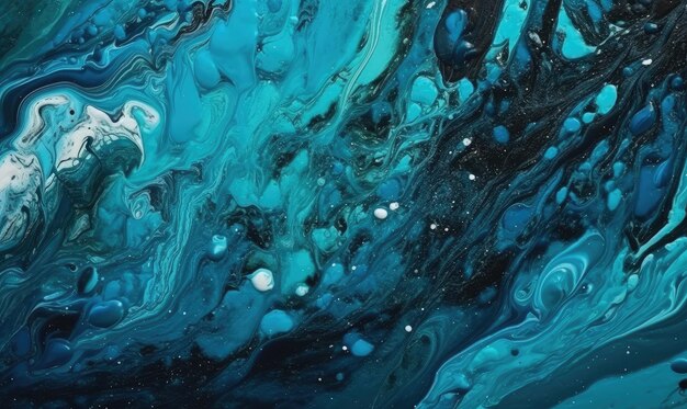 Abstract art blue paint background with liquid fluid grunge texture generative AI