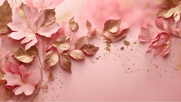 Абстрактное искусство ботанический розовый фон вектор роскошные обои с розовой и земной акварелью