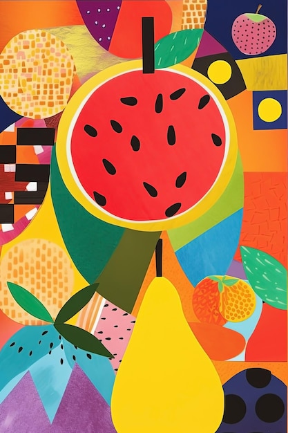 抽象芸術のカラフルな果物の背景現代表現主義絵画 Ai 生成
