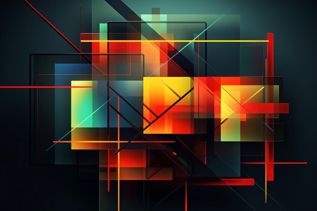 abstract art of a colorful geometric design with a black background generative ai