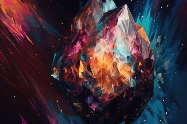 Photo abstract art colorful painting art of a diamond