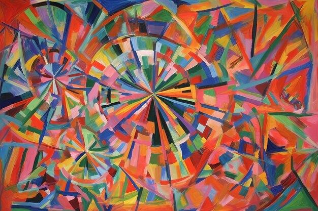 Abstract art colorful shapes background vivid stylized modern painting ai generated
