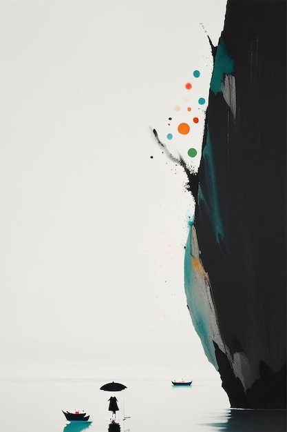 Abstract art creative thinking simple painting watercolor ink blank simple wallpaper background