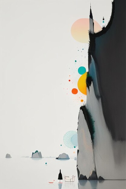 Abstract art creative thinking simple painting watercolor ink blank simple wallpaper background