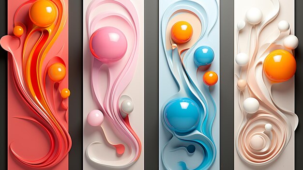 Abstract art design Stiff liquid molten objects Set of vector illustrations