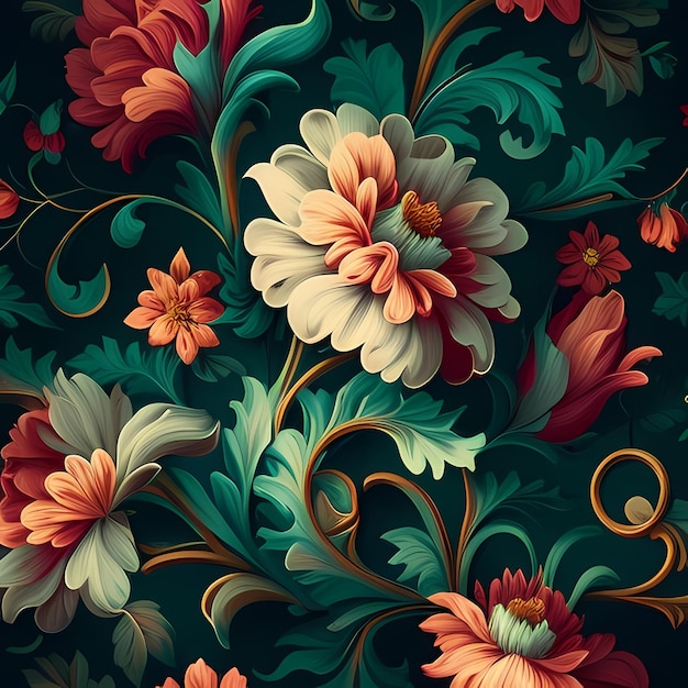 추상 미술 꽃 패턴 일러스트, 아름다움 예술적 배경 디자인