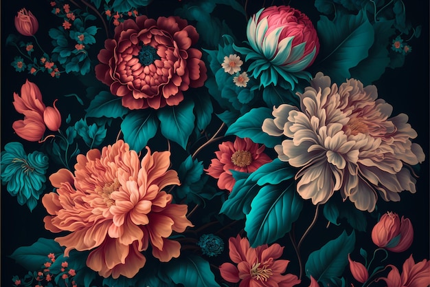 추상 미술 꽃 패턴 일러스트, 아름다움 예술적 배경 디자인