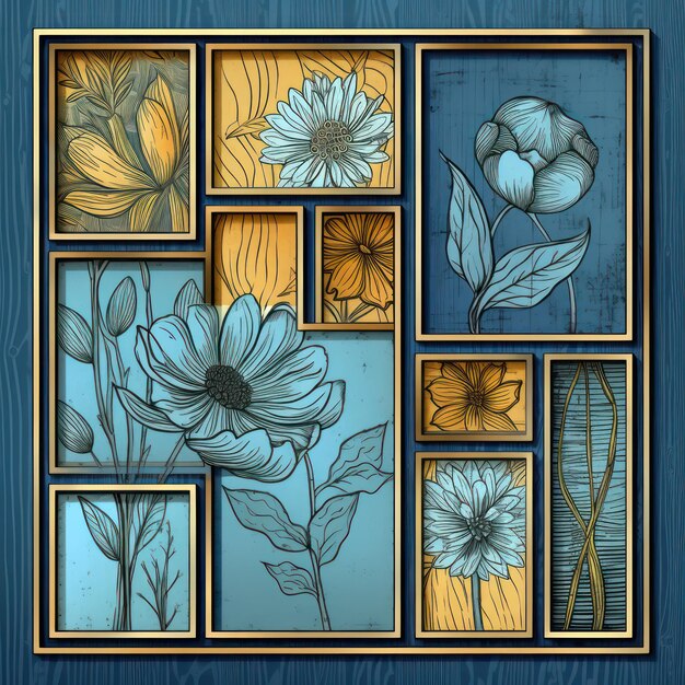 abstract art flowers background texture square art