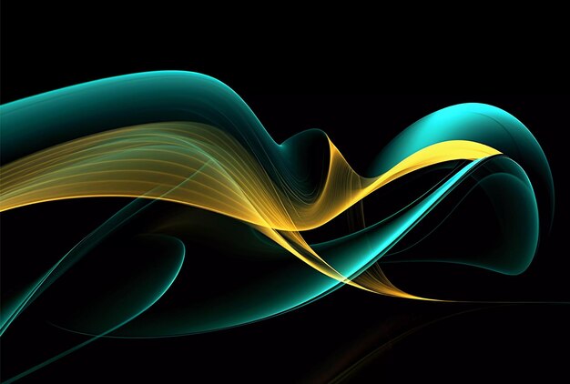 abstract art graphic blue and green with a black background colorful Moebius generative ai