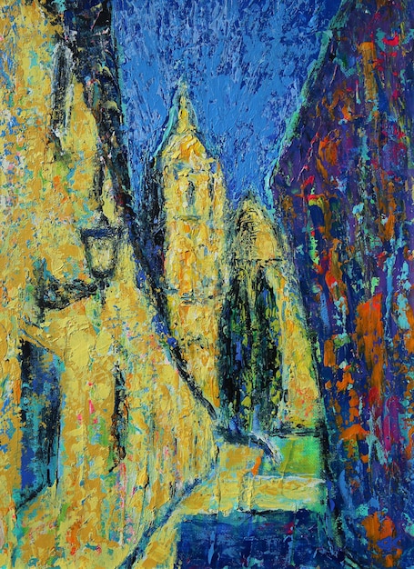 Abstract art painting of Salamanca church