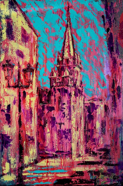 Photo abstract art painting of the san juan de sahagun church in salamanca spain