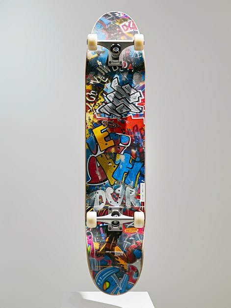 Photo abstract art skateboard against textured wall