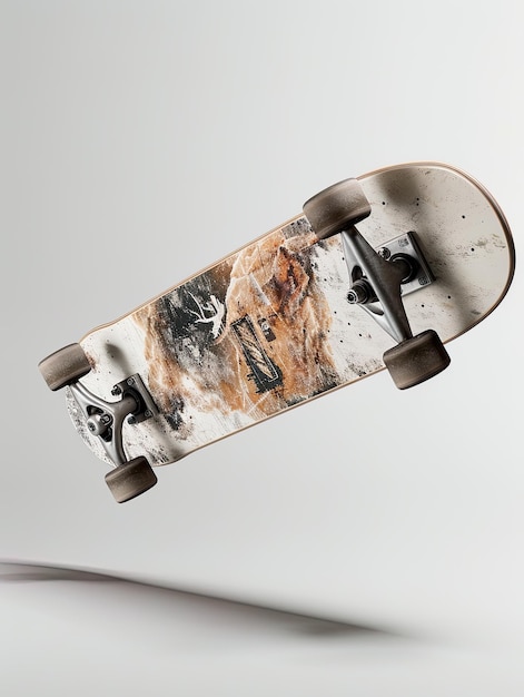 Photo abstract art skateboard against textured wall