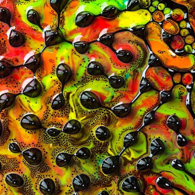 Abstract ART. Swirls, artistic design with colorful oil colors forming amazing intricate structures with ferrofluid.