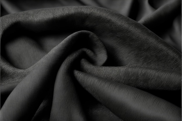 衣料用の織り目加工の黒い生地の抽象芸術