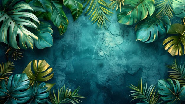 The abstract art tropical leaves background modern illustration is made up of watercolor art texture from floral and palm leaves jungle leaves flower xray botanical leaves as well as a background