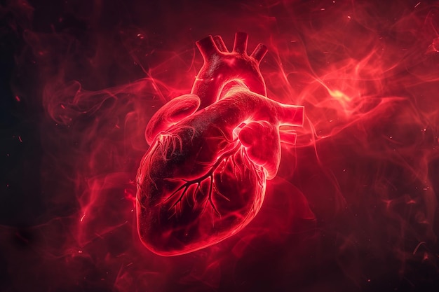 Abstract art visualization of a heart beating and life energy concept