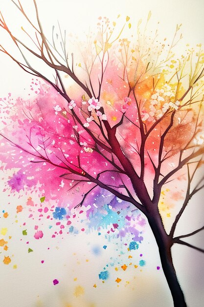 Abstract art watercolor ink illustration colorful elements design background wallpaper