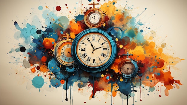 Premium AI Image  abstract art where ink blots become a canvas to explore the concept of time 