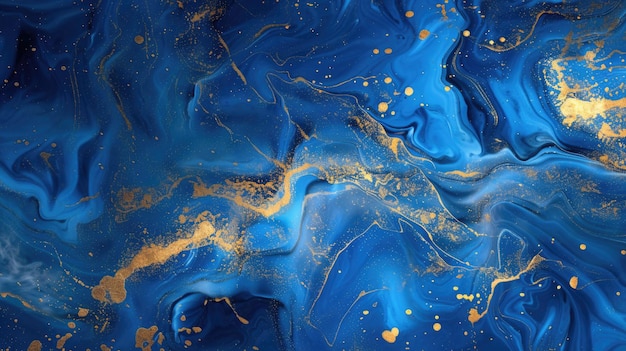 abstract art with blue swirl and gold specks