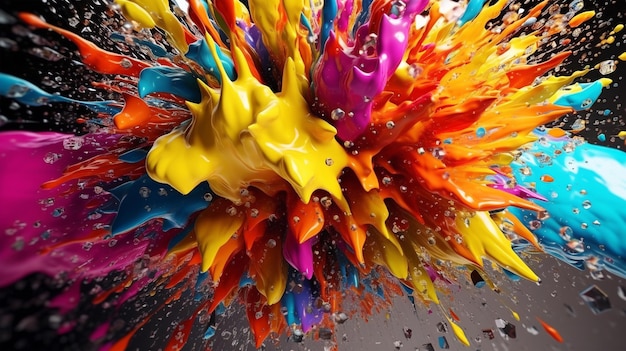 Abstract art with colorful splash 3d Generated AI